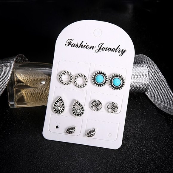 💎✨ Turquoise Silver Earring Set - Picture 3 of 4